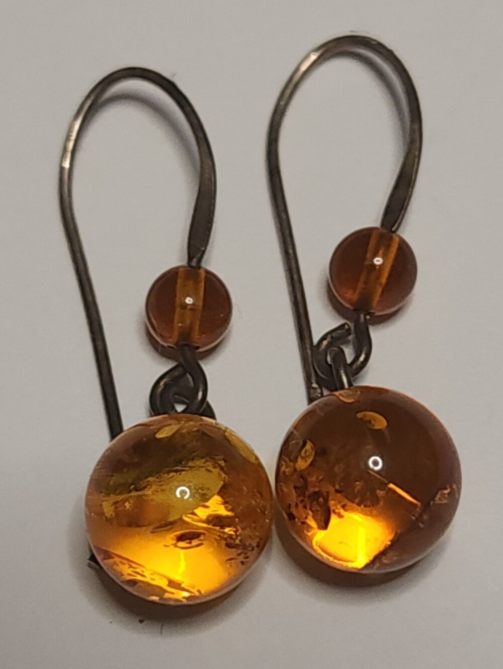 Genuine Baltic Amber Sterling Silver Dangle Earrings